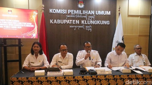 Rapat Pleno penetapan calon DPRD Klungkung yang lolos pada Pemilu 2024 oleh KPU Klungkung, Kamis (2/5/2024). (Putu Krista/detikBali)