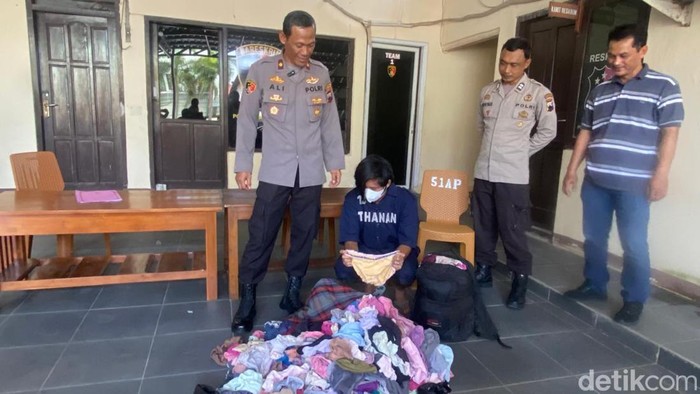 Foto jumpa pers kasus pencurian celana dalam wanita di  Banyumanik Semarang.