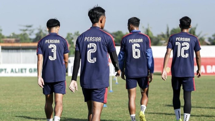 Sesi latihan Persiba Bantul di Liga 3 Nasional, Sabtu (4/5/2024).