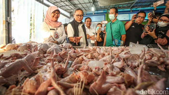Potret Mendag Zulhas Tinjau Rumah Potong Hewan di Jaktim Menteri Perdagangan (Mendag) Zulkifli Hasan (Zulhas) mengunjungi Rumah Potong Hewan Unggas (RPHU) Rawa Kepiting, Jatinegara, Kecamatan Cakung, Jakarta Timur, Sabtu (4/5/2024).
