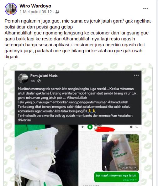 Sopir Ojol Ini Tak Sengaja Tumpahkan Pesanan Makanan, Begini Respon Pelanggan