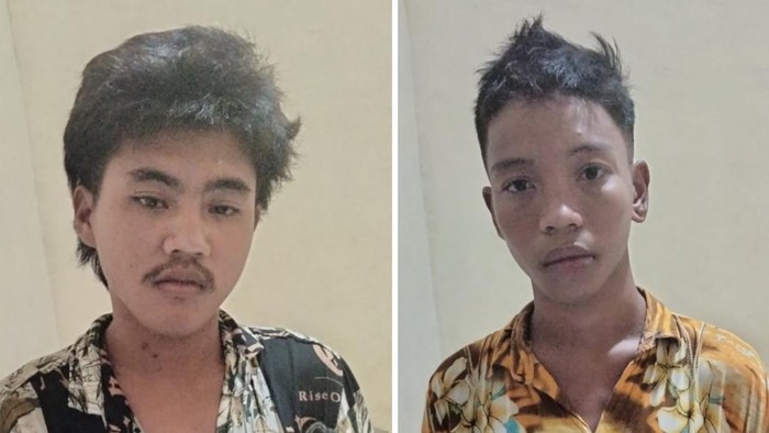 Tampang Candra Irawan (19) dan Junaidi Nasution (19), pelaku pemalakan di Palembang, Sumsel yang viral di media sosial.