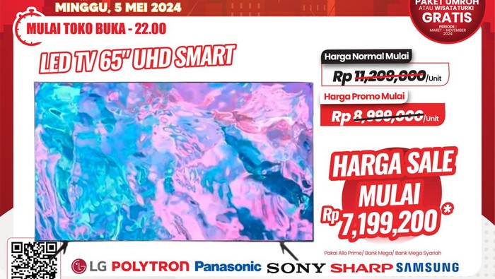 TV LED 65 Inch Diskon Sampai Rp 4 Jutaan di Transmart Full Day Sale!