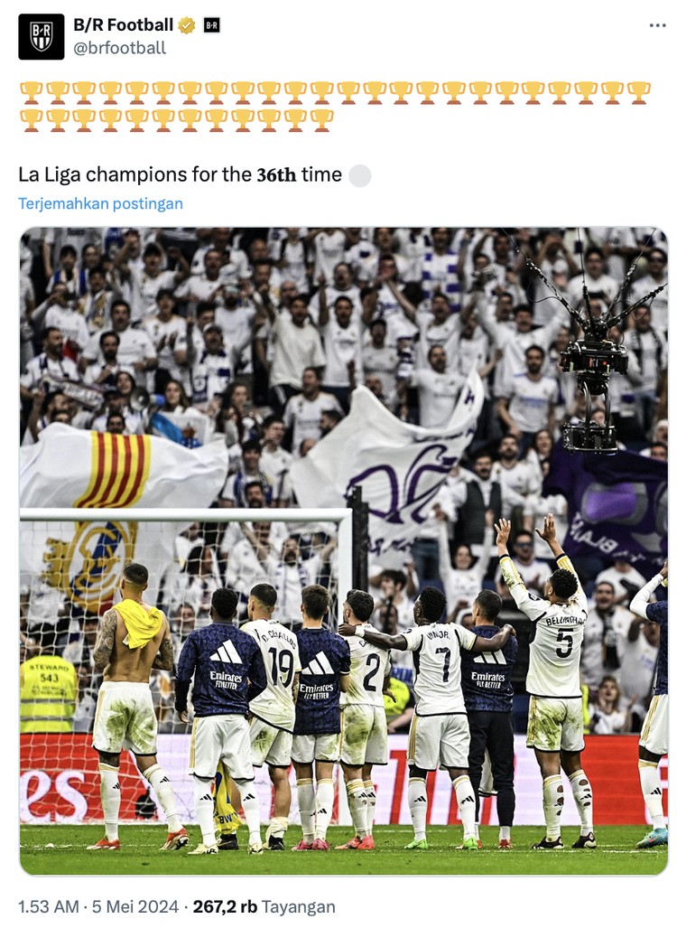 Meme Real Madrid juara Liga Spanyol 2023-2024