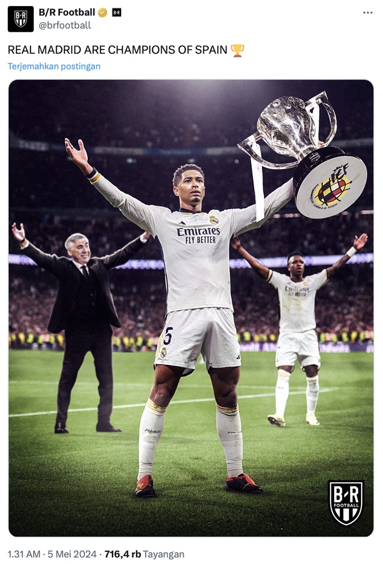 Meme Real Madrid juara Liga Spanyol 2023-2024
