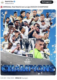 Meme Real Madrid juara Liga Spanyol 2023-2024