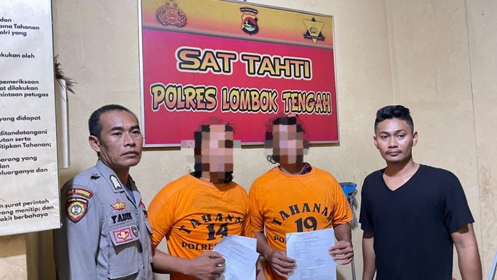 Polisi menangkap dua anggota LSM Sasaka Nusantara terkait kasus penganiayaan terhadap Ketua Forum BKD Kabupaten Lombok Tengah Muhammad Istakim Mawali. (Foto: Humas Polres Lombok Tengah)