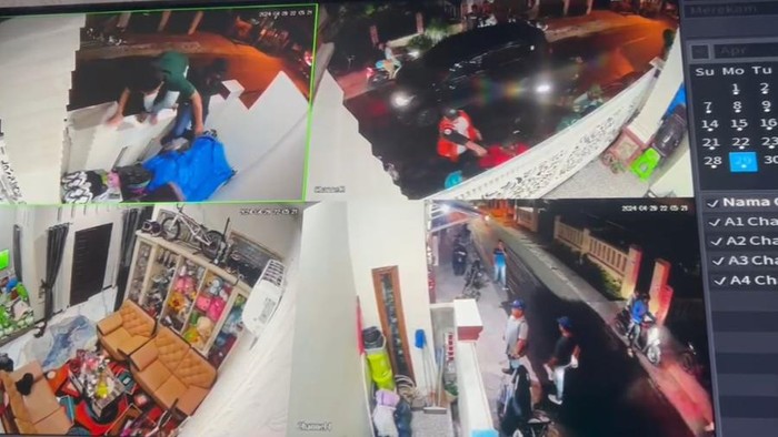 Rekaman CCTV saat rumah Rudi didatangi puluhan orang dan menganiayaa pekerjanya. (Foto: Dok. Istimewa)