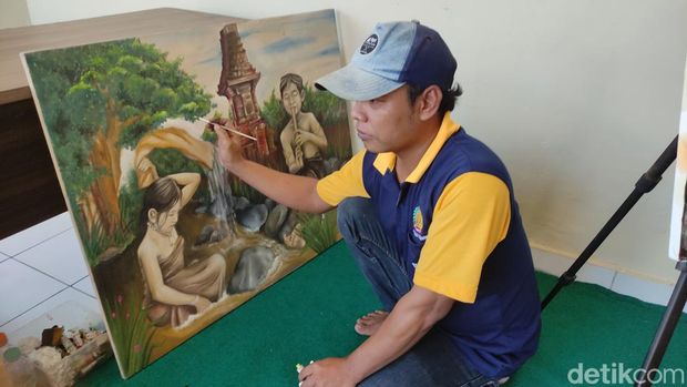 Yunanda, narapidana pembunuhan berencana yang mengaku ikhlas menjalani hukuman seumur hidup usai melukis.