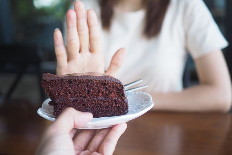 The women used to push the cake plate with the people.  Do not eat desserts for weight loss.