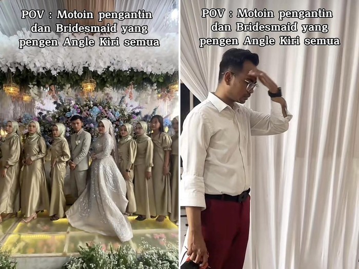 POV ketika pengantin dan para bridesmaid ingin foto dari sisi sebelah kiri bikin ngakak. Video tersebut langsung viral di TikTok