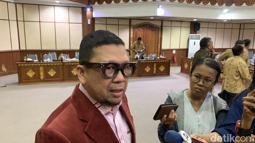 Wakil Ketua DPP Golkar Ahmad Doli Kurnia Tanjung memberikan keterangan kepada wartawan di Kantor Gubernur Bali, Denpasar, Senin (6/5/2024). (Rizki Setyo Samudero/detikBali)