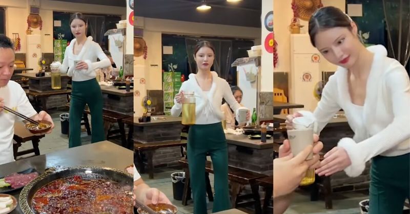 5 Aksi Pelayan Untuk Hibur Tamu, Joget Ayam hingga Jadi Robot