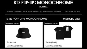 Mulai dari Bucket Hat sampai Crewneck Shirt bisa kamu dapatkan di BTS POP-UP: MONOCHROME IN JAKARTA. Empat desain item berikut ini eksklusif dijual di Jakarta saja! (Foto: dok. METRO Dept. Store)