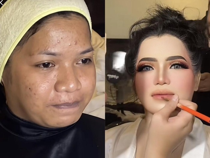 MUA ini mengunggah video transisi makeup sebelum dan sesudah yang hasilnya bikin pangling. Seperti pakai filter di media sosial. Video transformasi tersebut langsung viral