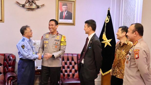 Polda Metro Jaya menerima kunjungan kehormatan Dubes Jepang dan Kepolisian Jepang, Selasa (7/5/2024).