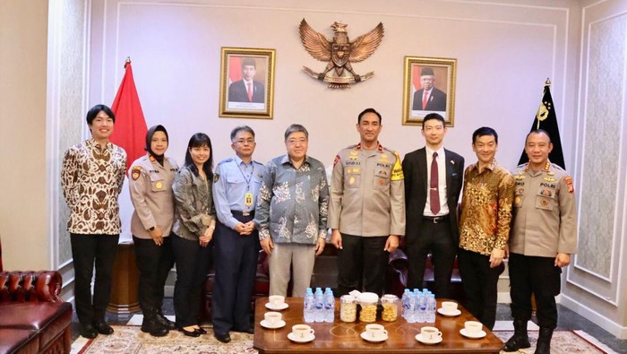 Polda Metro Jaya menerima kunjungan kehormatan Dubes Jepang dan Kepolisian Jepang, Selasa (7/5/2024).