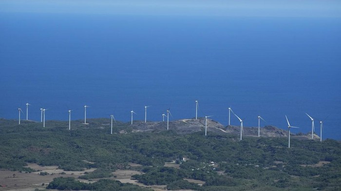 Windmills are seen at Ilocos Norte province, northern Philippines on Monday, May 6, 2024. Ilocos Norte province is home to most of the wind farms in the country. (AP Photo/Aaron Favila)