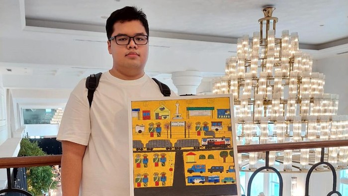 Rafi, pelukis autis asal Cirebon.
