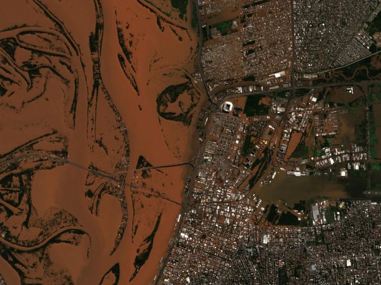 Citra Satelit Kondisi Sebelum dan Sesudah Banjir Dahsyat Menerjang Brasil