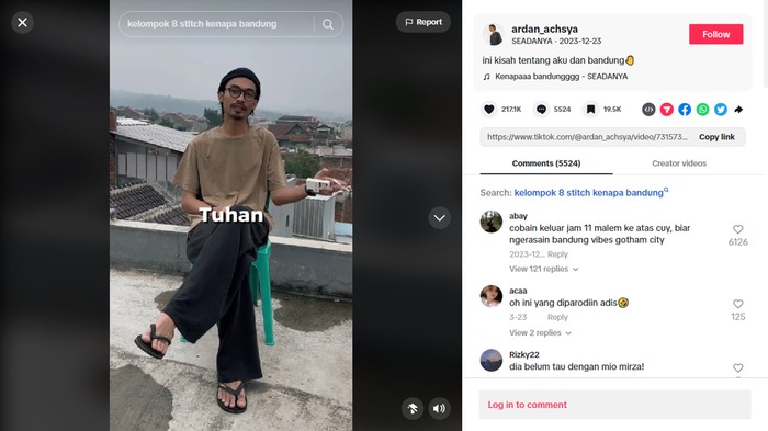 Content Creator, Ardan Achsya menjadi perbincangan melalui konten Kenapa Bandung. Tangkapan Layar / TikTok milik Ardan Achsya)