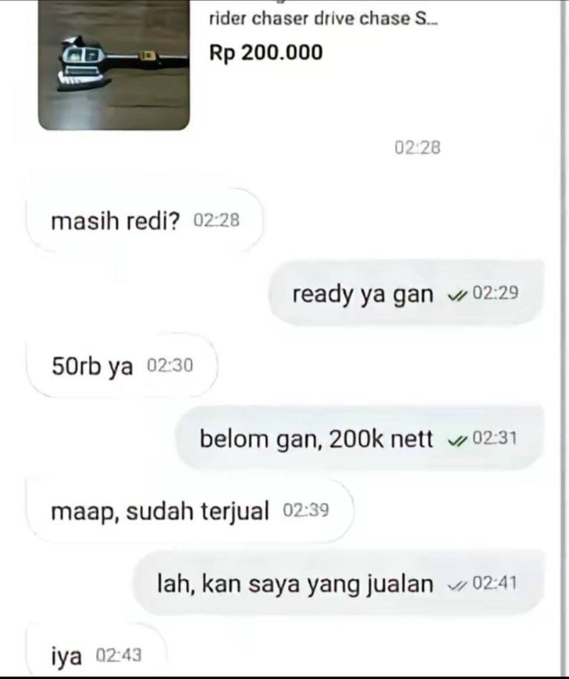 Chat berikut ini jadi gambaran bahwa warga +62 lumayan random orang-orangnya. Ada aja tingkahnya yang bikin nyengir.