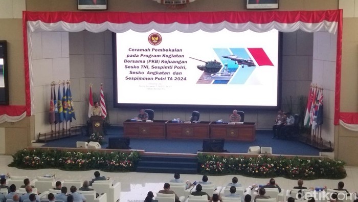 Program Kegiatan Bersama (PKB Kejuangan) di Gedung Jos Soedarso Seskoal, Cipulir, Jakarta Selatan, Rabu (8/5/2024). (Kurniawan/detikcom)
