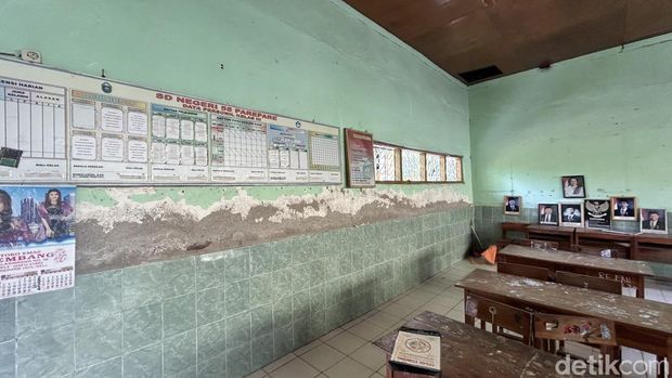 Kondisi dinding salah satu kelas di SDN 58 Parepare, Sulawesi Selatan (Sulsel).