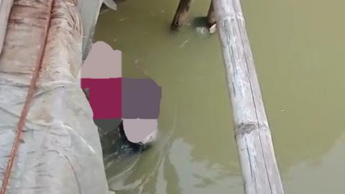Tangkapan layar saat warga menemukan mayat terapung di sungai Desa Tegalgubug Lor
