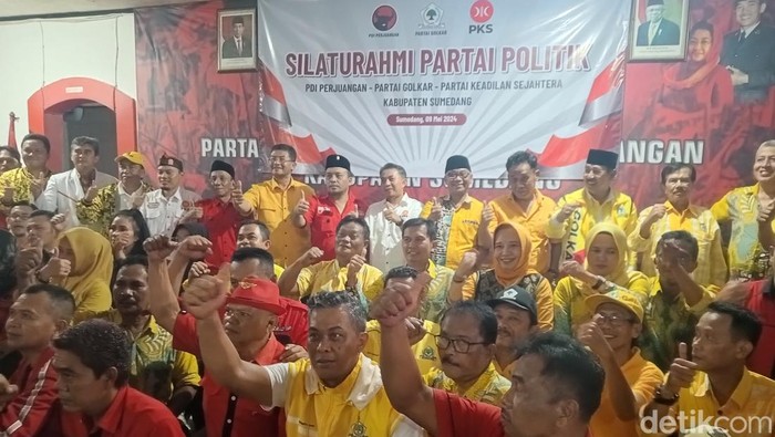 Golkar dan PKS saat mendatangi Kantor DPC PDIP Sumedang, Kamis (9/5/2024).