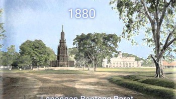 Penampakan Lapangan Banteng Barat di 1880 dan sekarang. Foto: TikTok/@geminiranja