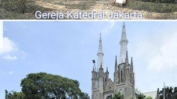 Gedung Katerdal Jakarta di 1890 vs sekarang. Foto: TikTok/@geminiranja