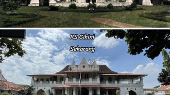 TikToker @geminiranja atau H1STORYMAKER membuat konten yang membandingkan Jakarta dulu dan sekarang. Bangunan ini dulunya Villa Raden Saleh, sekarang RS Cikini.  Foto: TikTok/@geminiranja