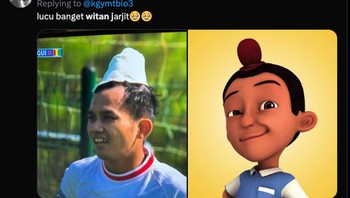 Ketika perpan di kepala Witan membubul jadi mirip Jarjit. Foto: Twitter
