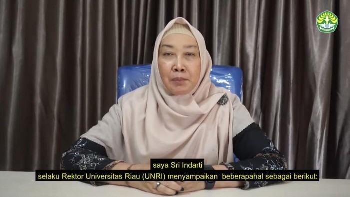 Tangkapan layar Sri Indarti saat menyampaikan rilis resmi.