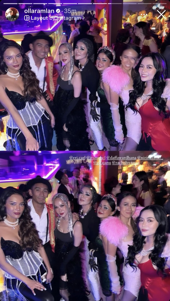Mewah dan meriah, pesta ulang tahun geng Aries itu ramai dihadiri oleh para rekan artis. Sesuai dengan tema, para tamu undangan juga hadir mengenakan kostum mereka yang tak kalah menarik perhatian. Dalam foto terlihat Erica Carlina, Olla Ramlan, Nirina Zubir, hingga Rachel Vennya hadir dan ikut meramaikan acara tersebut. Foto: Instagram