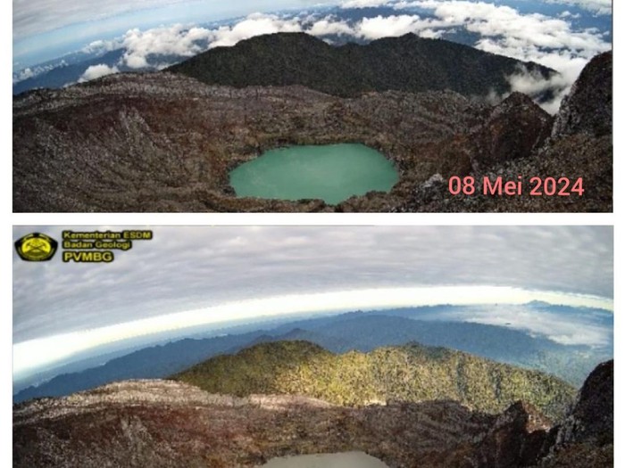 Perubahan warna kawah Gunung Dempo (Dok. PVMBG)