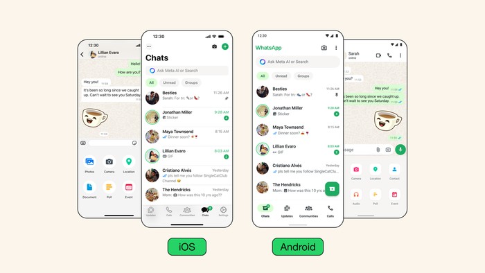 Tampilan baru WhatsApp untuk Android dan iOS