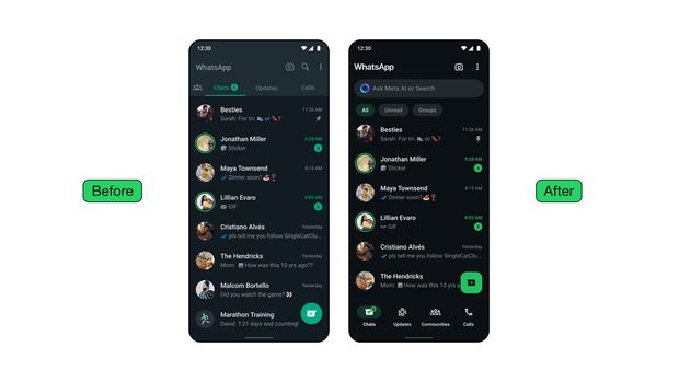 Tampilan baru WhatsApp untuk Android dan iOS