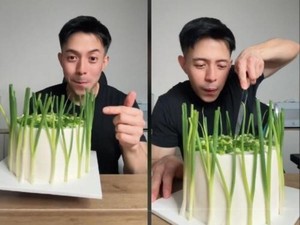 TikToker Ini Bikin Bolu Daun Bawang Ekspresinya Bikin Ngakak