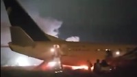 Pesawat Boeing 737 Terbakar dan Tergelincir di Landasan