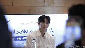 Sebelum fansign Ji Chang Wook menghadiri sesi konferensi pers. Atmi Ahsani Yusron/detikpop