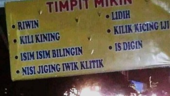 Semua huruf vokal diganti i. Foto: X/nocontextwarung