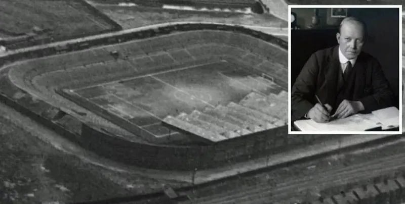 Old Trafford yang dirancang oleh Arsitek Archibald Leitch