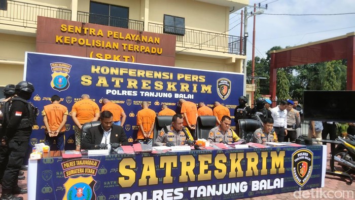 Polres Tanjungbalai merilis kasus kejahatan pencurian sepeda motor. (Perdana Ramadhan / detikSumut)
