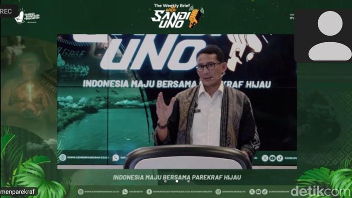 Menparekraf Sandiaga Salahuddin Uno dalam The Weekly Brief with Sandi Uno (WBSU) yang digelar secara online pada Senin (13/5/2024)