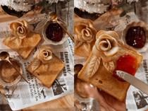 Cantik! Roti Panggang Ini Diberi Hiasan Roti Bunga Mawar