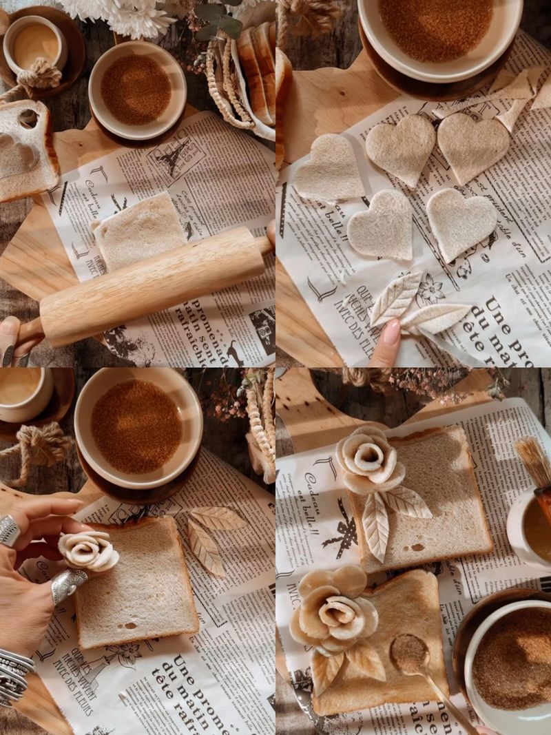 Toast cantik berhiaskan bunga mawar