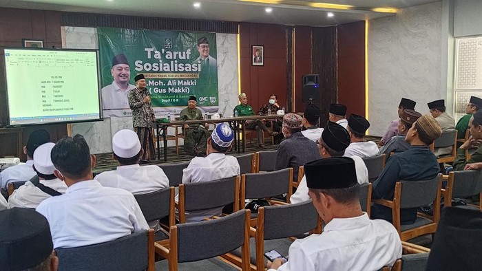 Gus Makki menyosialisasikan ke kader NU bahwa dirinya akan maju sebagai bakal calon bupati di Pilbup Banyuwangi 2024.