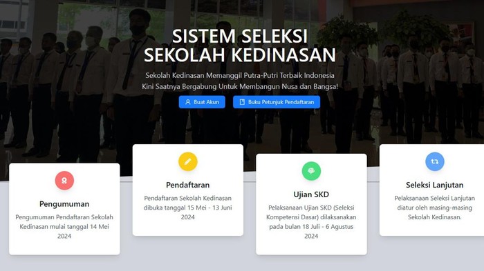 Halaman depan pendaftaran sekolah kedinasan 2024.